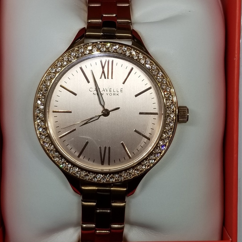 Caravelle Round Rose Gold Watch